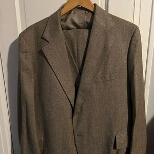 Vintage English Herringbone Tan 3 piece Suit